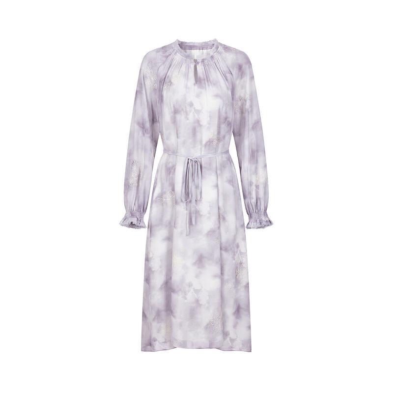 JOOZE ANNAKO Vacation Cloud Mist Print Chiffon Dress 2025 Autumn