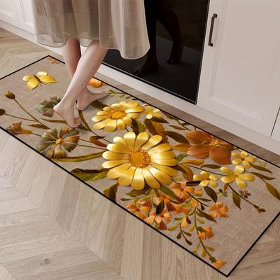 1 pezzo di tappeti da cucina anti-fatica, OneHouse stampa floreale impermeabile antiscivolo spesso imbottito tappetino da cucina resistente e confortevole per la cucina