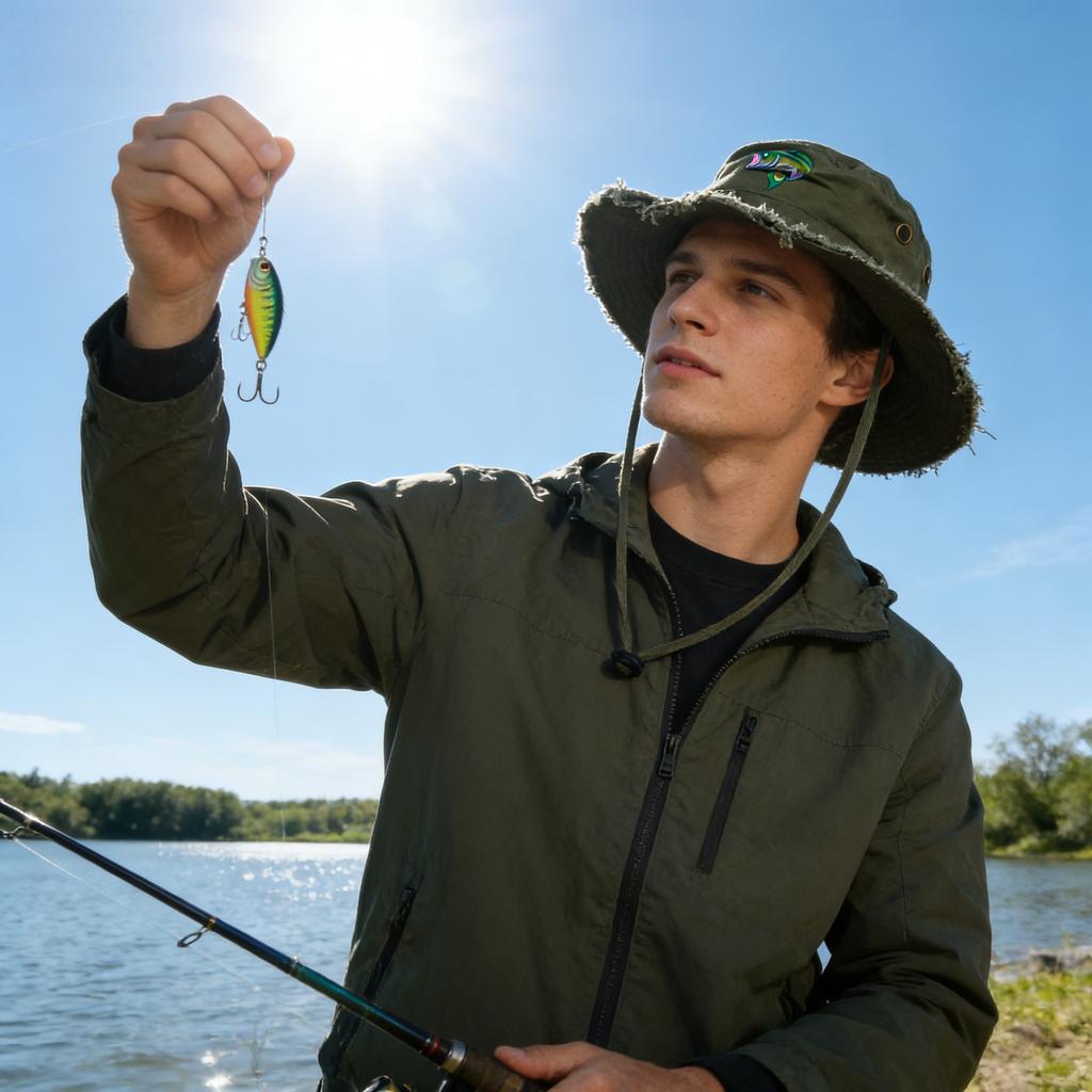 Outdoor Fishing Hat for Men Wide Brim Sun Protection Boonie Cap Army Green Tactical Hiking Safari Mesh Breathable Bucket Hat