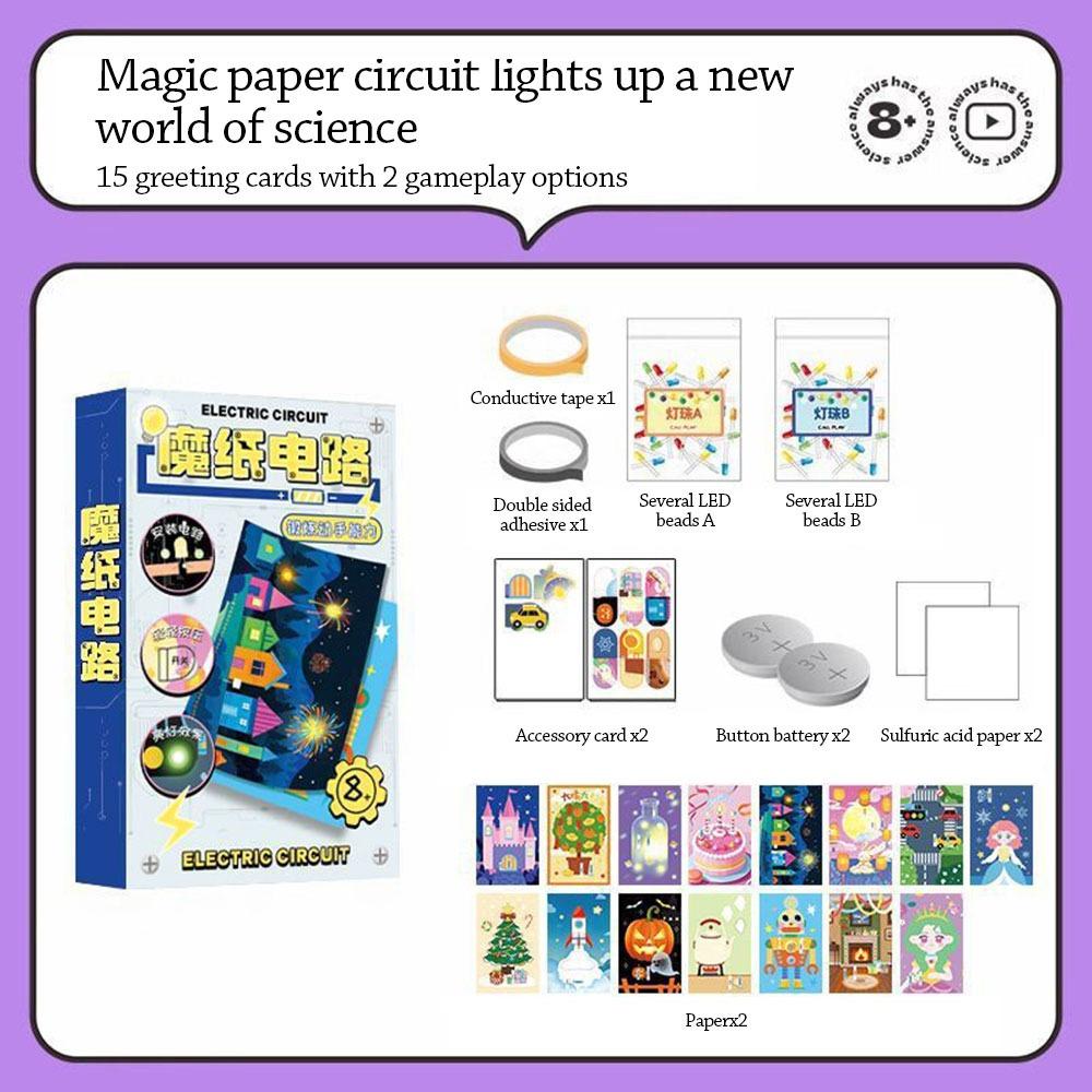 

Luminous circuit Fun Electronic Card DIY Electronic greeting cards set Magic Paper set Children B