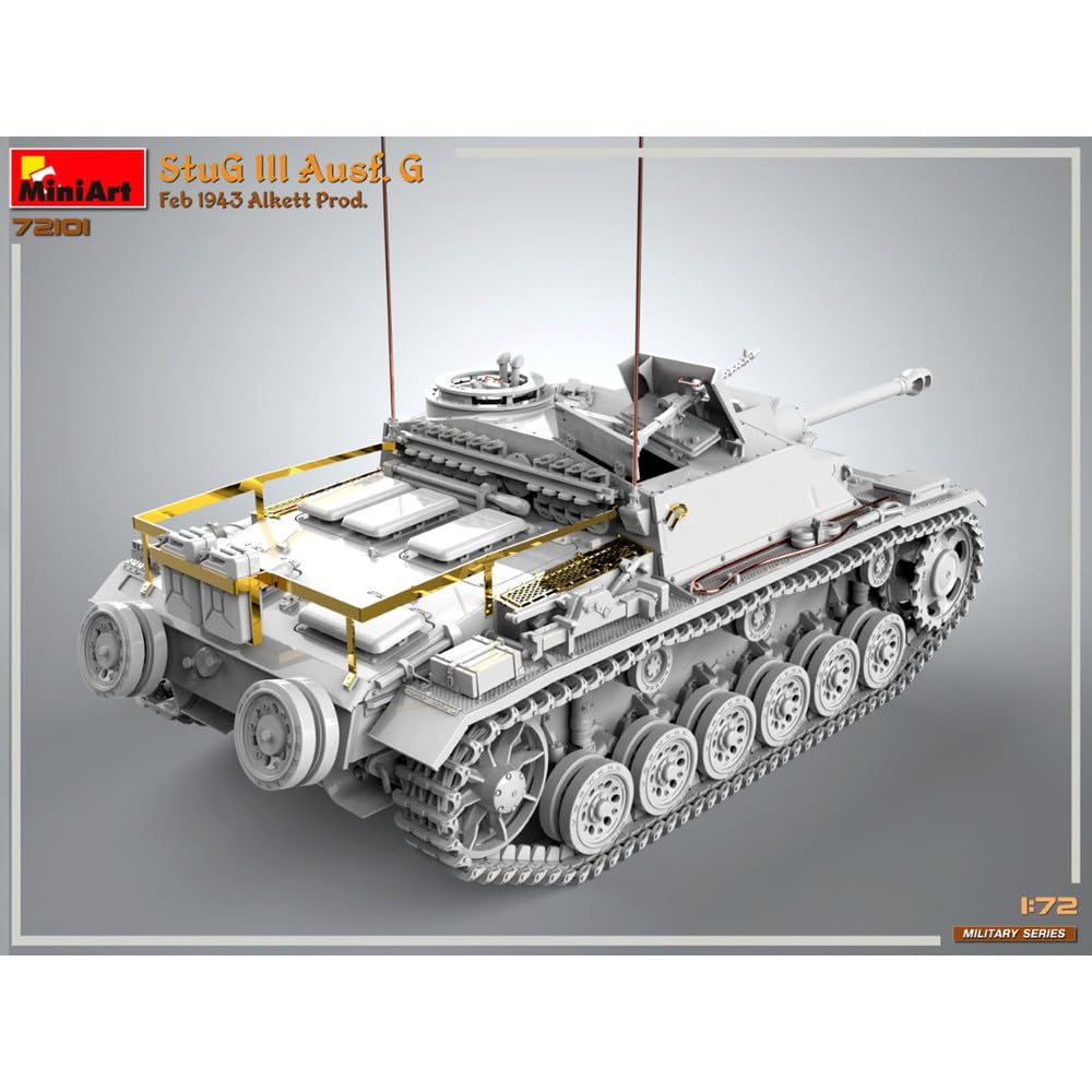 Miniart Scale WWII German Stug III February Alket Plastic Model MA72101 1/72 Ausf. G, 1943, Body, Kit,