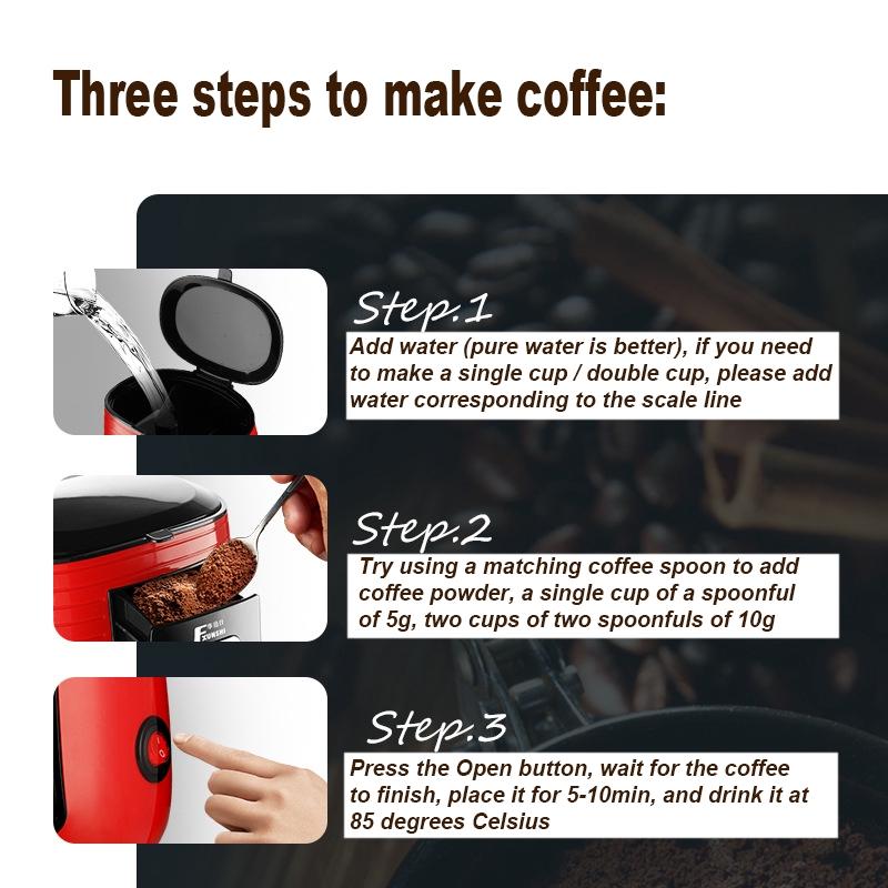 Fxunshi MD-235 Home Office Coffee Filter Maker Machine with Ceramic Cups New