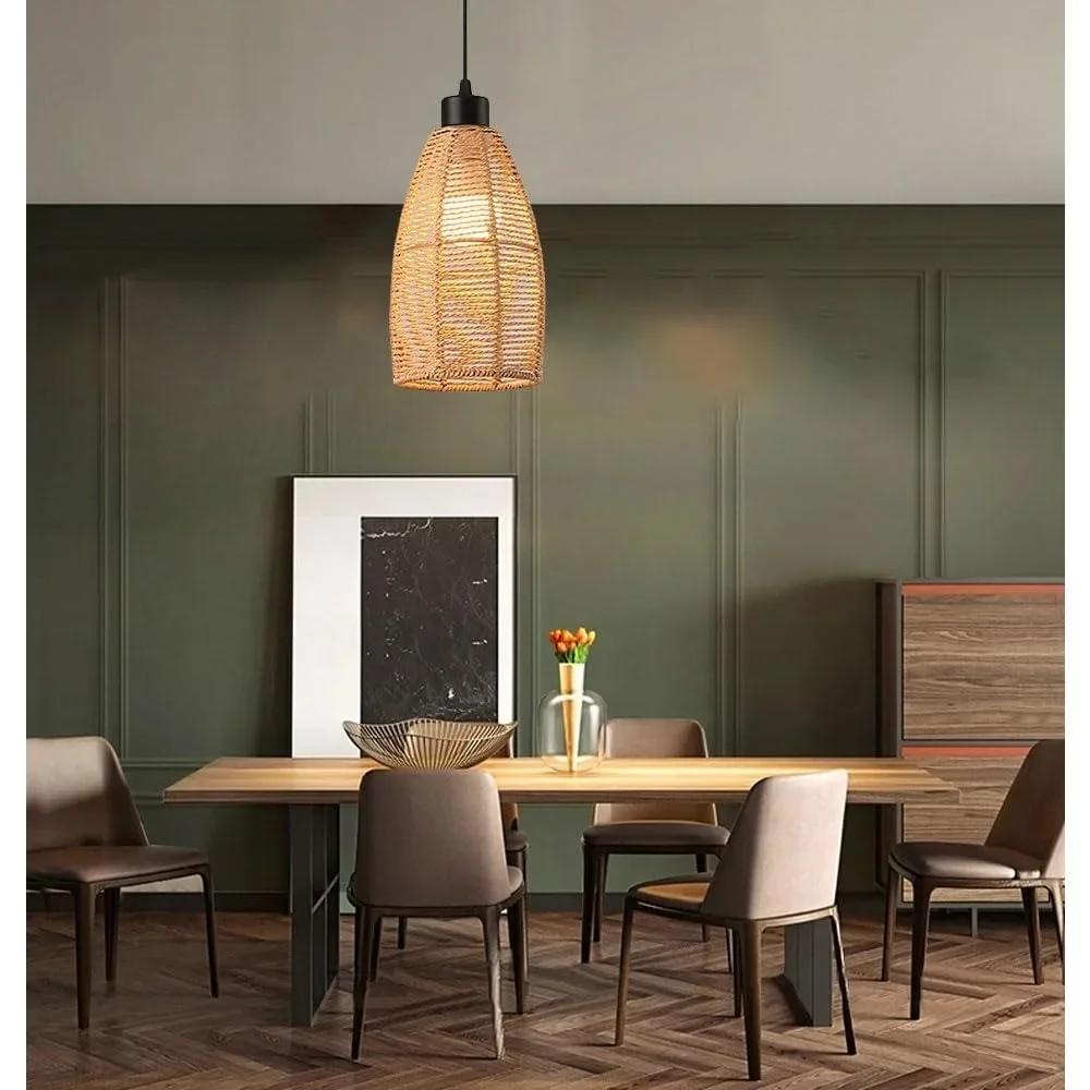 Rattan Chandelier Light Led Light Vintage Boho Style Hanging Light Pendant Lamp for Home Room Decoration Lighting Fixture E27