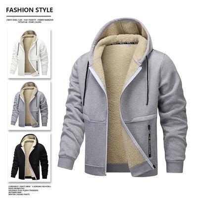 2024 Fall/Winter Thickened Lambswool Hooded Cardigan - European Size Casual Sweatshirt