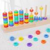 Wooden Color Sorting Stacking Toys, Montessori Toys Rainbow Rings Game, Wooden Sorting & Stacking Toys For Toddlers