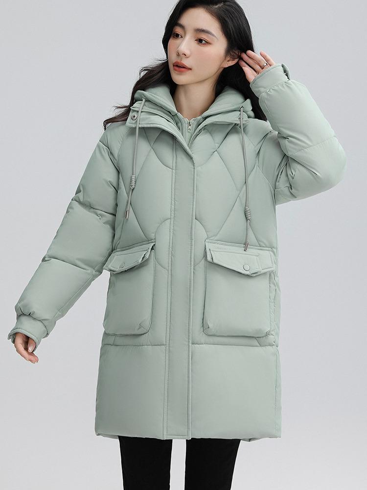 Autumn and Winter Women's Thickened Hooded Coat Loose Mid-length Fake Two-piece Windproof Warm Jacket Cold-proof Clothing