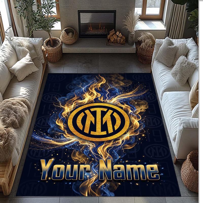 Inter Milan Printed Crystal Velvet Rug Non‑Slip Crystal Velvet Carpet For Sofa Bedroom Indoor Home Decoration
