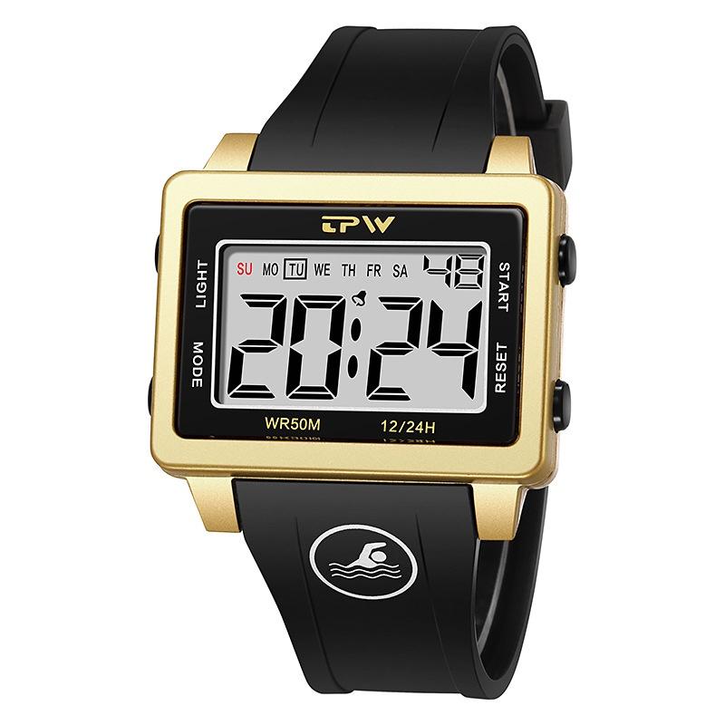 Tpw Waterproof Brand Multifunction Fashion Mens Watch With Silicone Strap Live Broadcast Dropshipping Explosive