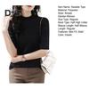 Women Sweater Half High Collar Half Sleeve Knitting Tops Solid Color Slim Fit Sweater Tops Commuting Street Wear