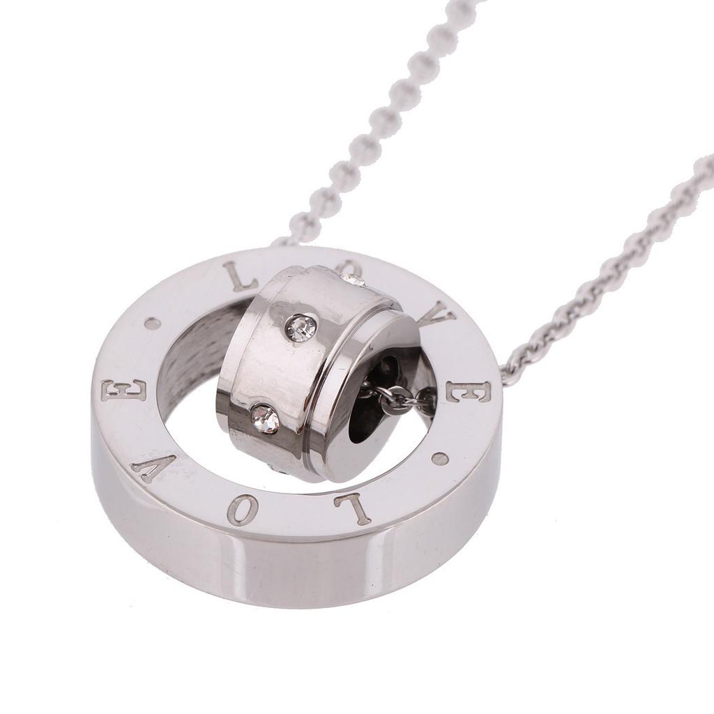 Korean Version Ins Geometric Round Hollow Lettering Pendant Love Valentine's Day Gift Romantic Necklace