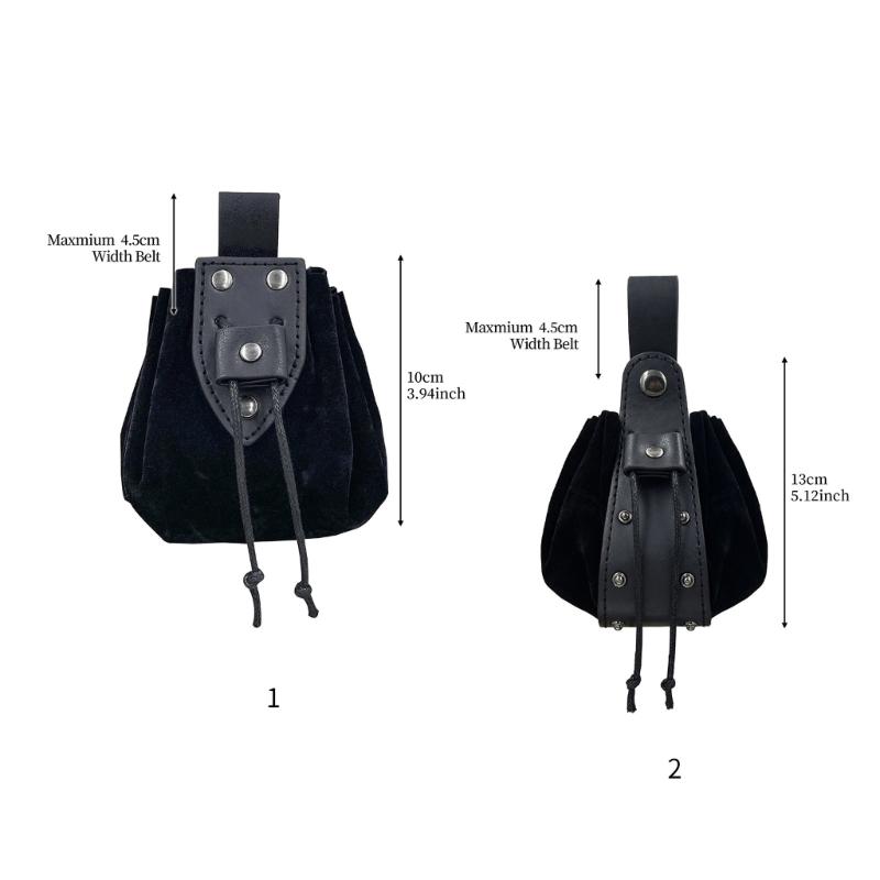 Medieval Leather Belt Pouch Drawstring Bag Cosplay & Halloween Party Accessory