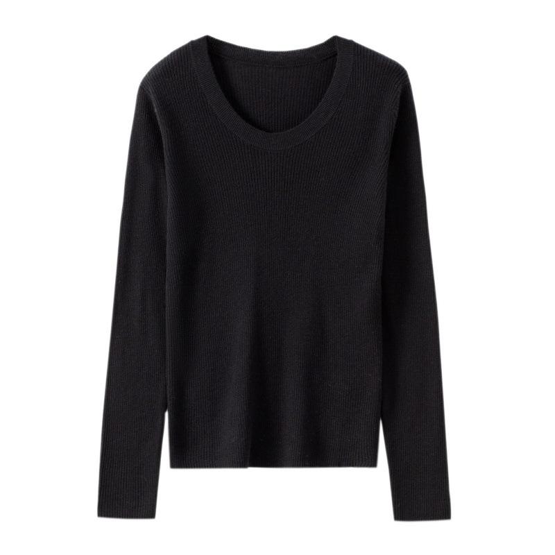 Classic High-end Autumn and Winter New Niche Chic Front Shoulder Thin Long-sleeved Women's All-wool Knitted Sweater