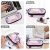Pencil Pouch Printed Scratch Resistant Polyester Zipper Closure with Mesh Pocket Removable Divider and Pen Slots for Students