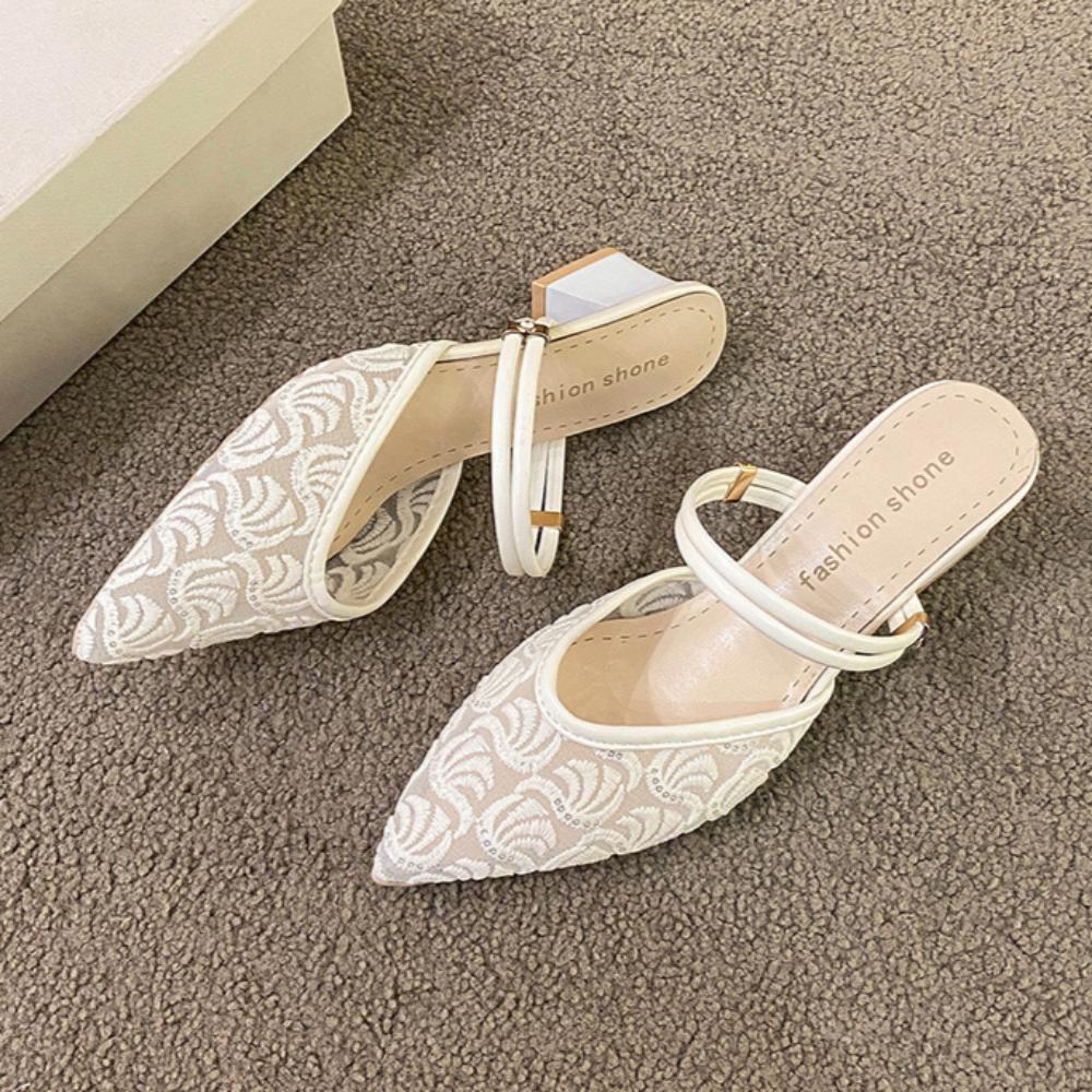 High Heels Spitzschuh Geschlossene Zehe Damen Outdoor-Bekleidung Zwei-Wege Modisches Temperament Einzelne Slipper