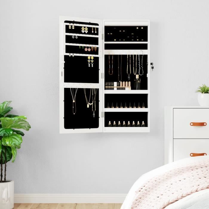 VidaXL Jewelry Cabinet with Mirror and LED Lighting Wall-Mounted White 353241