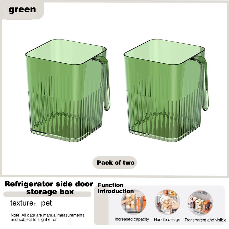 1/2PCS Refrigerator Side Door Storage Box With Handle Kitchen Organizer Food Box Egg Preservation Storage Box Refrigerator Shelf