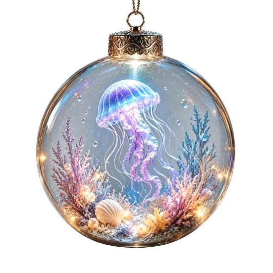 Reusable Lightweight Holiday Hanging Decor Ocean Animal Christmas Ball Ornament, 3D Marine Life Decoration, Unique Tree Baubles Beach Coastal