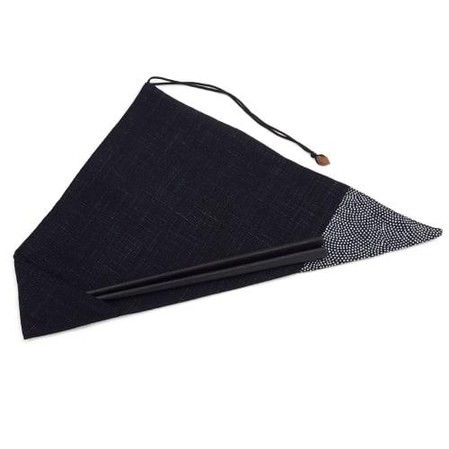 Handmade Workshop FUJITA Chopstick Case, Shark Skin Pattern x Black, Fabric Chopstick Holder, Handmade, Made in Japan, Japanese Goods, Chopstick Case,