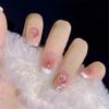 24Pcs Red Sweetheart White Checkerboard Press On Nails Removable Fake Nail Tips Art Acrylic Manicure