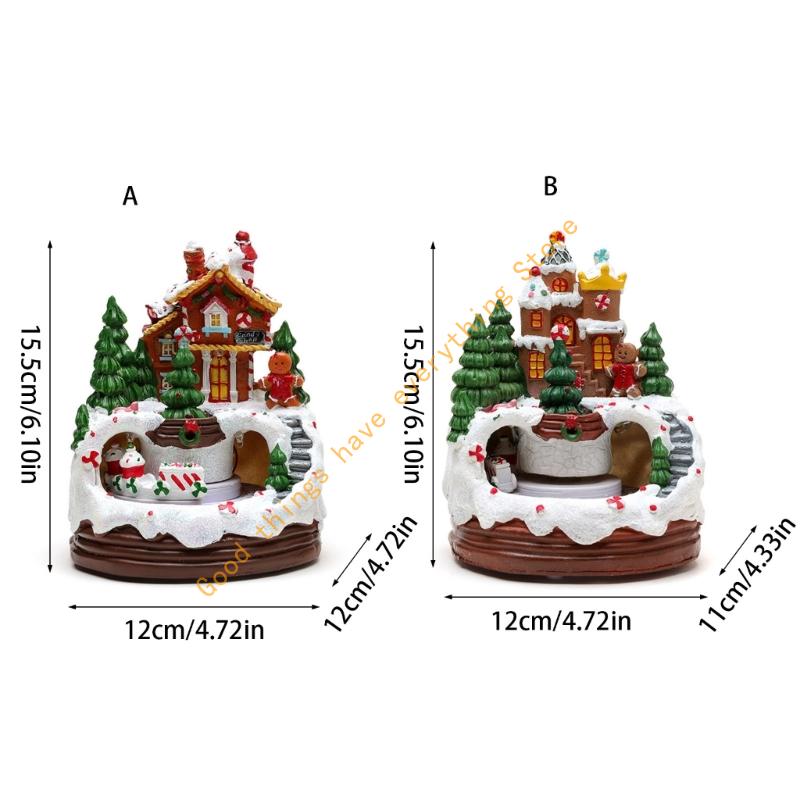 Christmas Cabin Musical Box with Rotating Train for Kid Adult Birthday Christmas 55KF