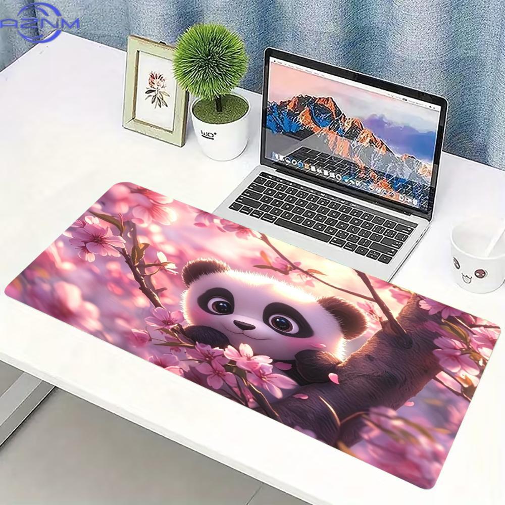 Kawaii Panda Schreibtischmatte Niedliches Gaming-Mauspad Rutschfeste Gummi-Tastaturmatte Erweiterte Tisch-Laptop-Büro-Spiel-Dekor-Zubehör