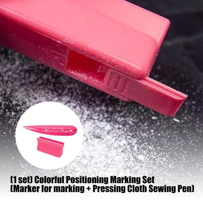 Multipurpose Sewing Marker Set Includes Chalk Line Wheel And Pressing Tool For Fabric Marking