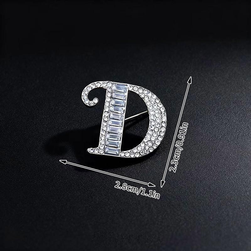 Metal Crystal Brooch Pin 26 English Letter Pins And Brooches Suit Shirt Badge Fashion Jewelry For Men And Women Accessories