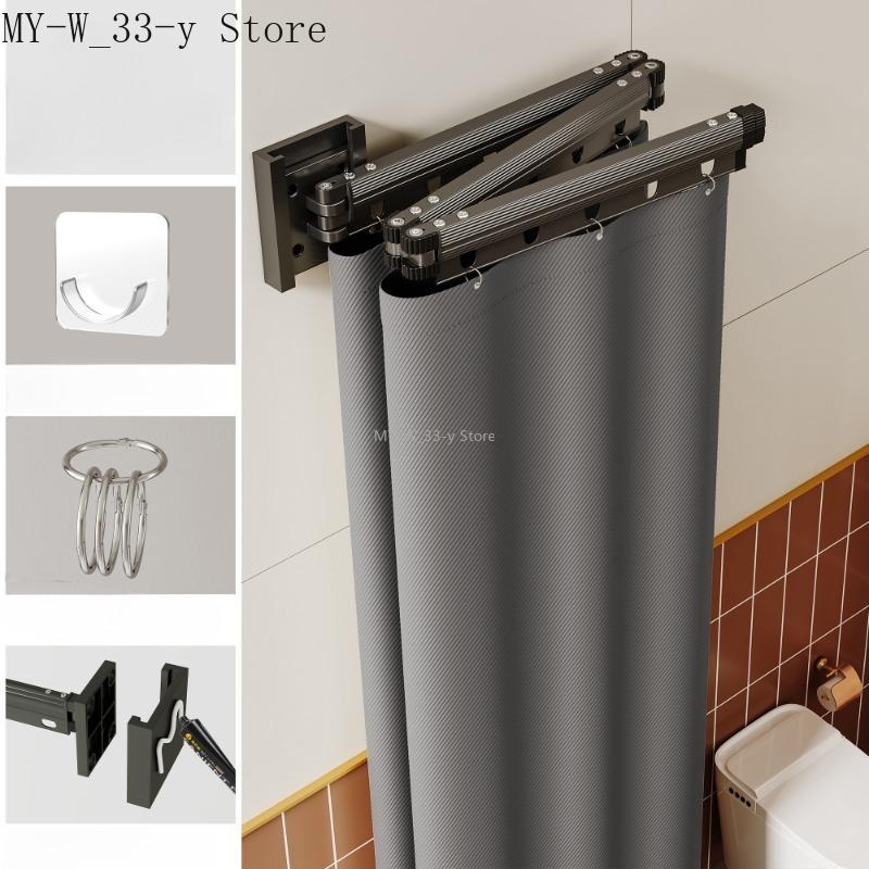 

No Drilling for Bathroom Partition Dry and Wet Separation EVA Curtain Foldable Waterproof Shower Curtain with Suction Cups 180x180cm