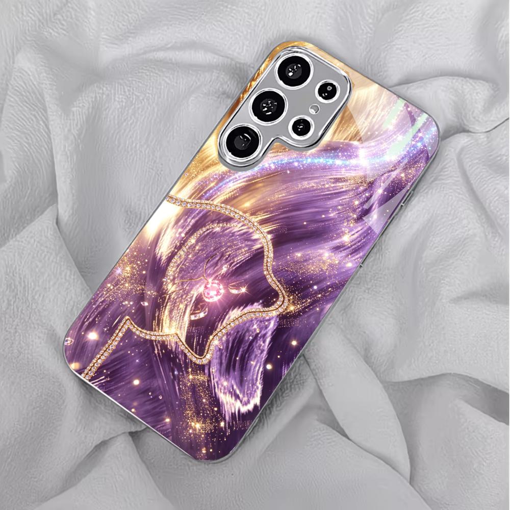 Luksusowe etui na telefon fioletowo-złote wirujące szkło s26 ultra case s25 ultra case dla Samsung Galaxy S26 S25 S24 S23 S22 FE Ultra Plus