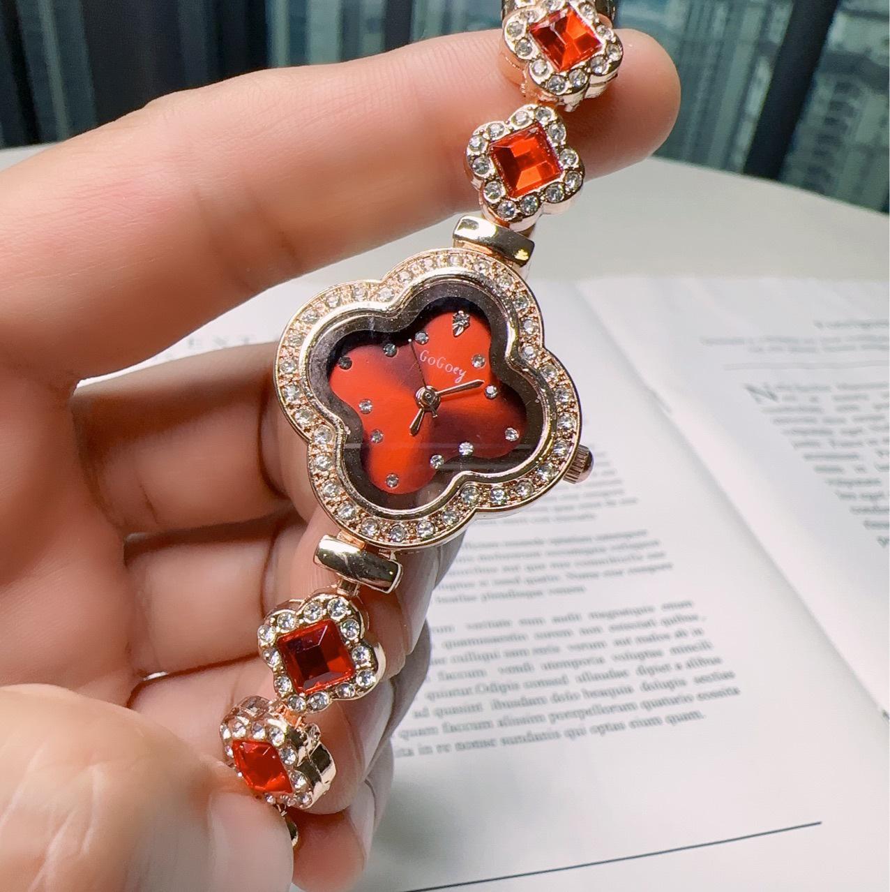 

Элегантные женские кварцевые часы, украшенные стразами, с дизайном в виде четырехлистного клевера