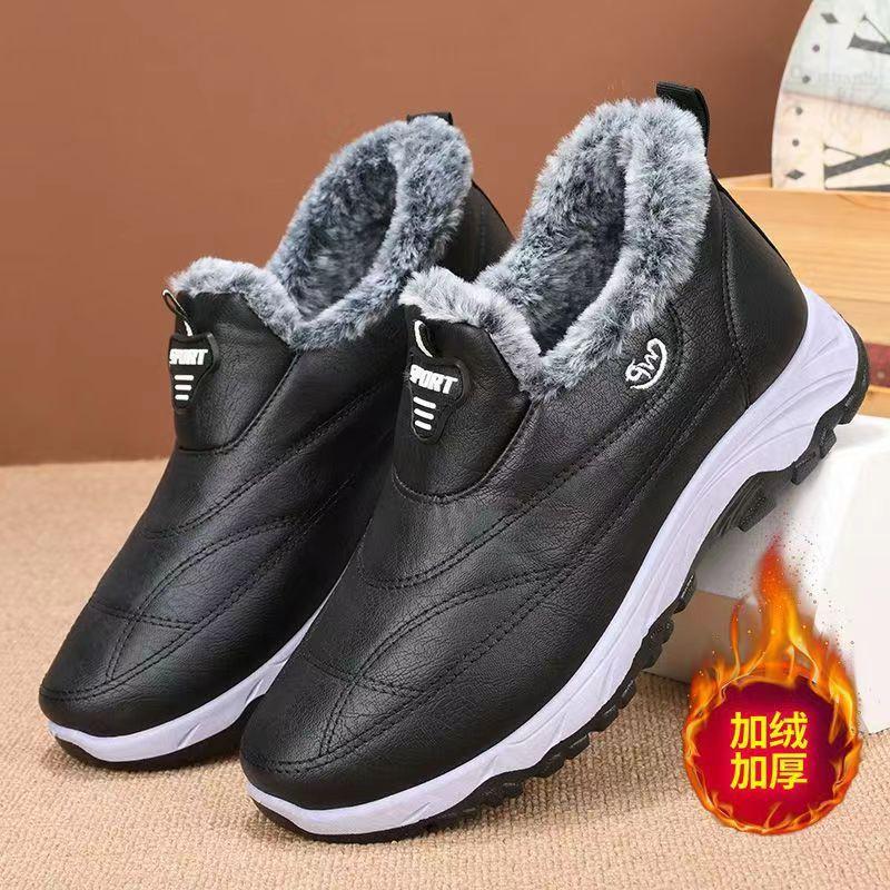 Winter New Thickened Cotton Shoes Foreign Trade Douyin Velvet Warm Walking Shoes Middle-aged and Elderly One-pedal Snow Boots