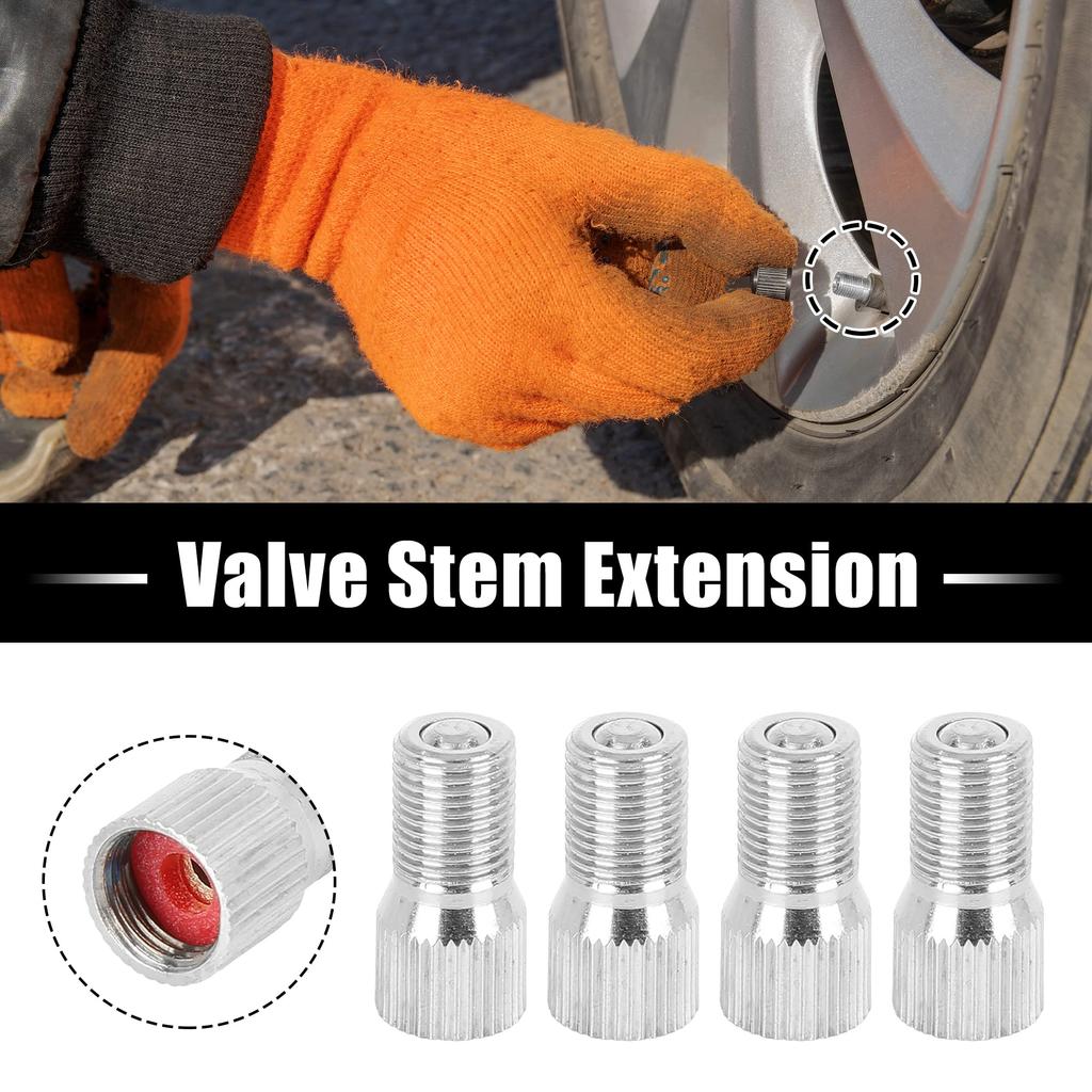 uxcell Valve Stem Extension Chrome 4pcs Car 19mm Chrome Plated