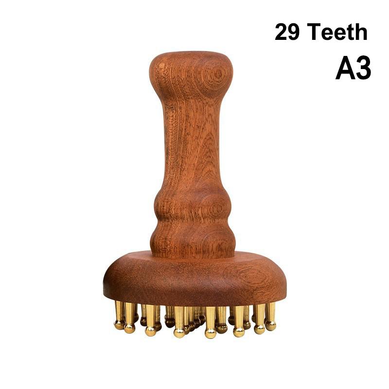 Brass Bead Massage Gua Sha Comb Meridian Brush Handle Point Massager Brush Durable Chinese SPA Acupoint Massage Tool