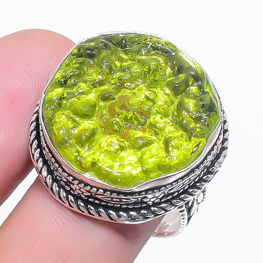 

Натуральный молдавит кварц драгоценный камень 925 стерлинговое серебро ювелирное кольцо размер 10 g4C47