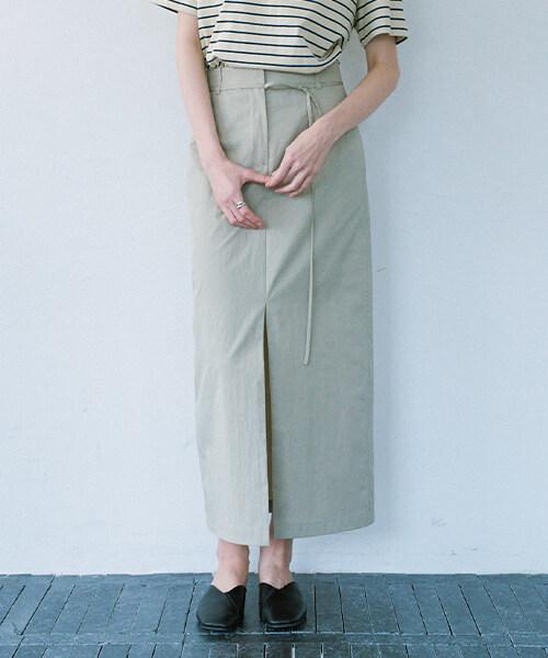 Onaenon Long Belted Skirt New6Ms406