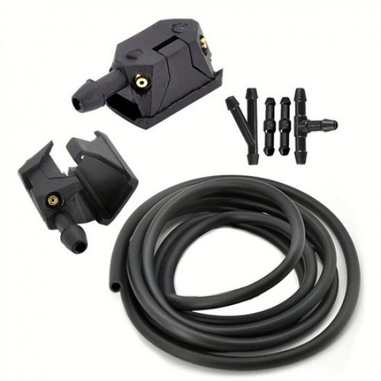 2PCS Car Front Windscreen Wiper Arm Washer Nozzle Jets 4 Way With 2m Pipe Hose