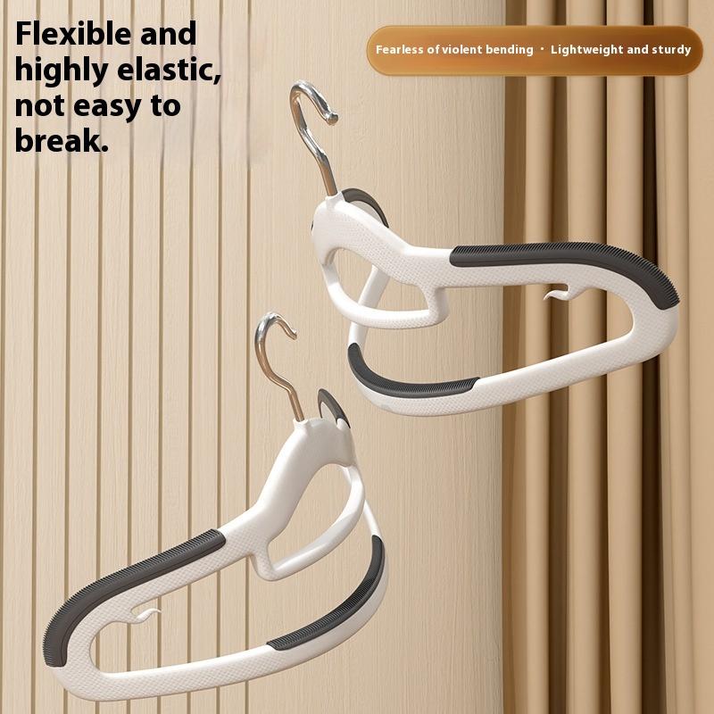 Non-Slip Clothes Hangers - 10 Pack Plastic Velvet Hangers with Groove Design, Space Saving Slim Fit for Closet
