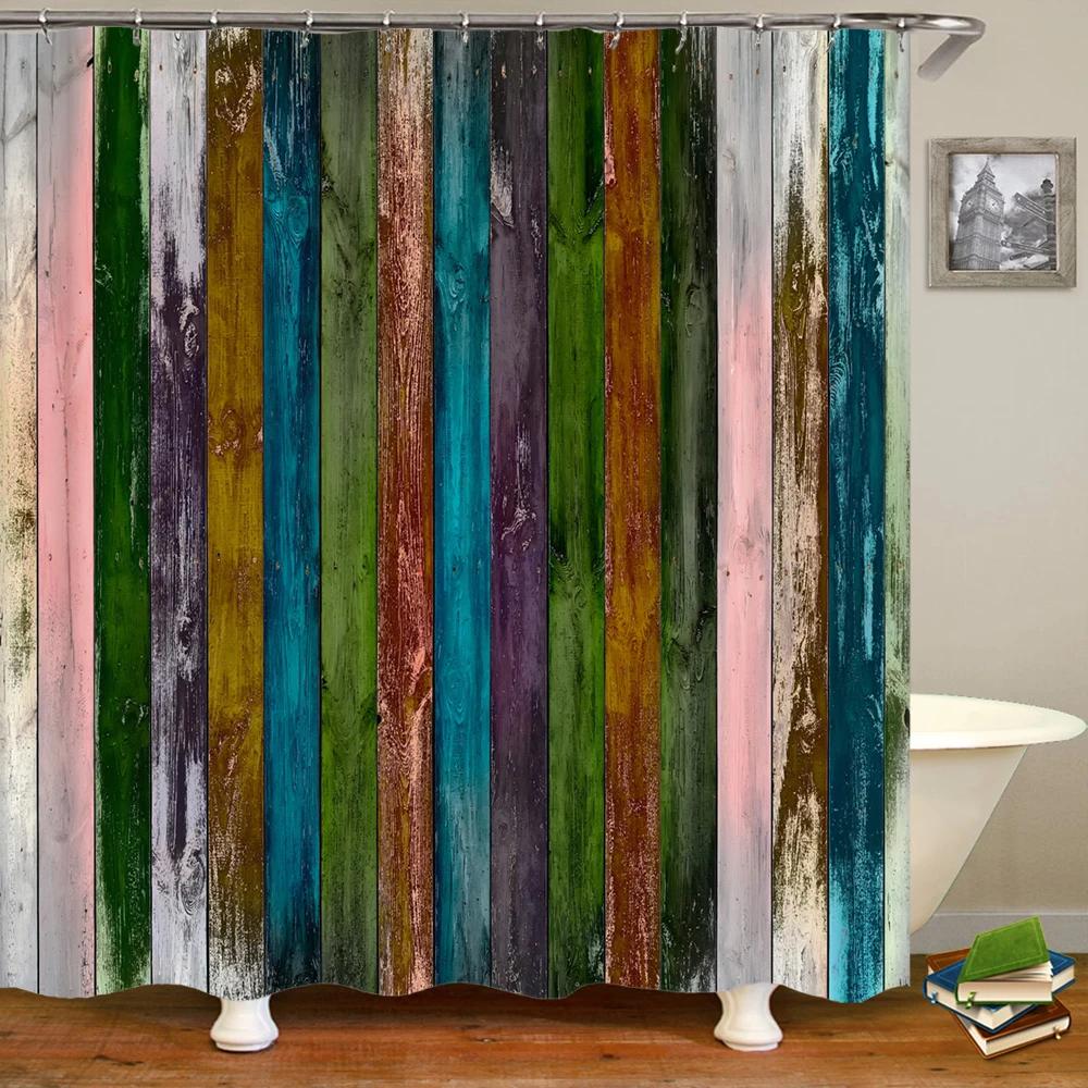 240x180cm Bathroom Waterproof Shower Curtain Simple Geometric Pattern Printing Polyester Home Decoration Curtain With Hook