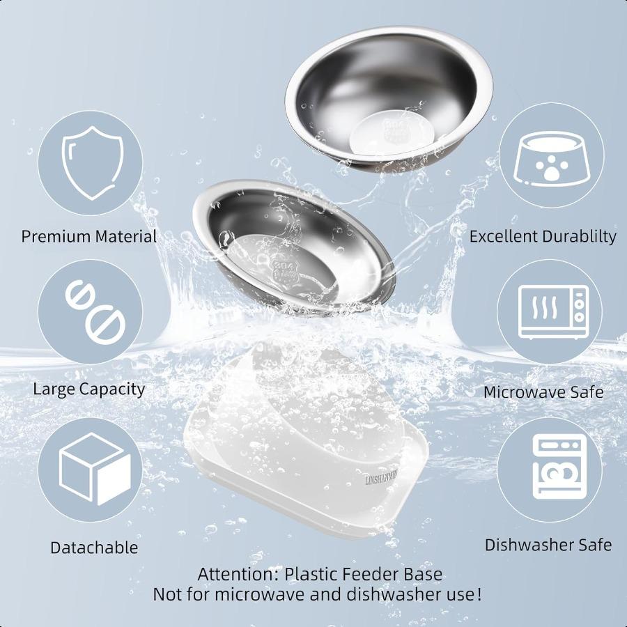 Cat Bowls Elevated Tilted Whisker Friendly Cat Food Bowls for Indoor Cats Shallow Food Dishes Stainl Steel Slanted Flat Plastic