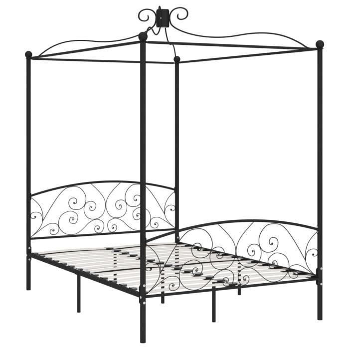 VidaXL Black Metal Canopy Bed Frames 140 X 200 Cm