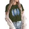 Damenmode, lässig, bedruckt, kurzärmlig, Rundhalsausschnitt, Pullover