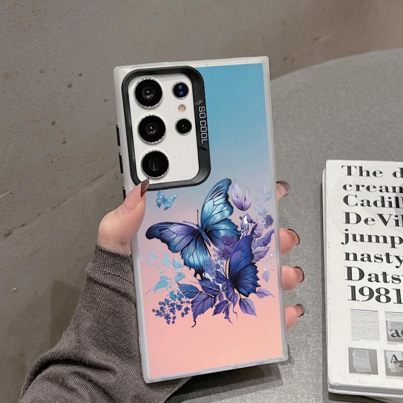 

Чехол для телефона с защитой от падений и узором «Бабочка» для Samsung S24 S23 A55 Xiaomi Redmi 13C Poco C65 iPhone Huawei Honor 90, противоударный защитный бампер Samsung A54 5G