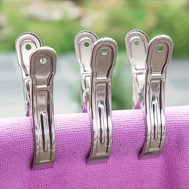 7Pcs Large Metal Towel Clips, Made Of Stainless Steel, Windproof And Durable With Strong Holding Power Suitable For Drying Towels Quilts And Clothing