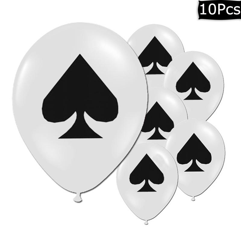 10pcs Casino Party Latex Balloon Playing Card Balloon Casino Theme Birthday Party Decoration Theme Party Supplies