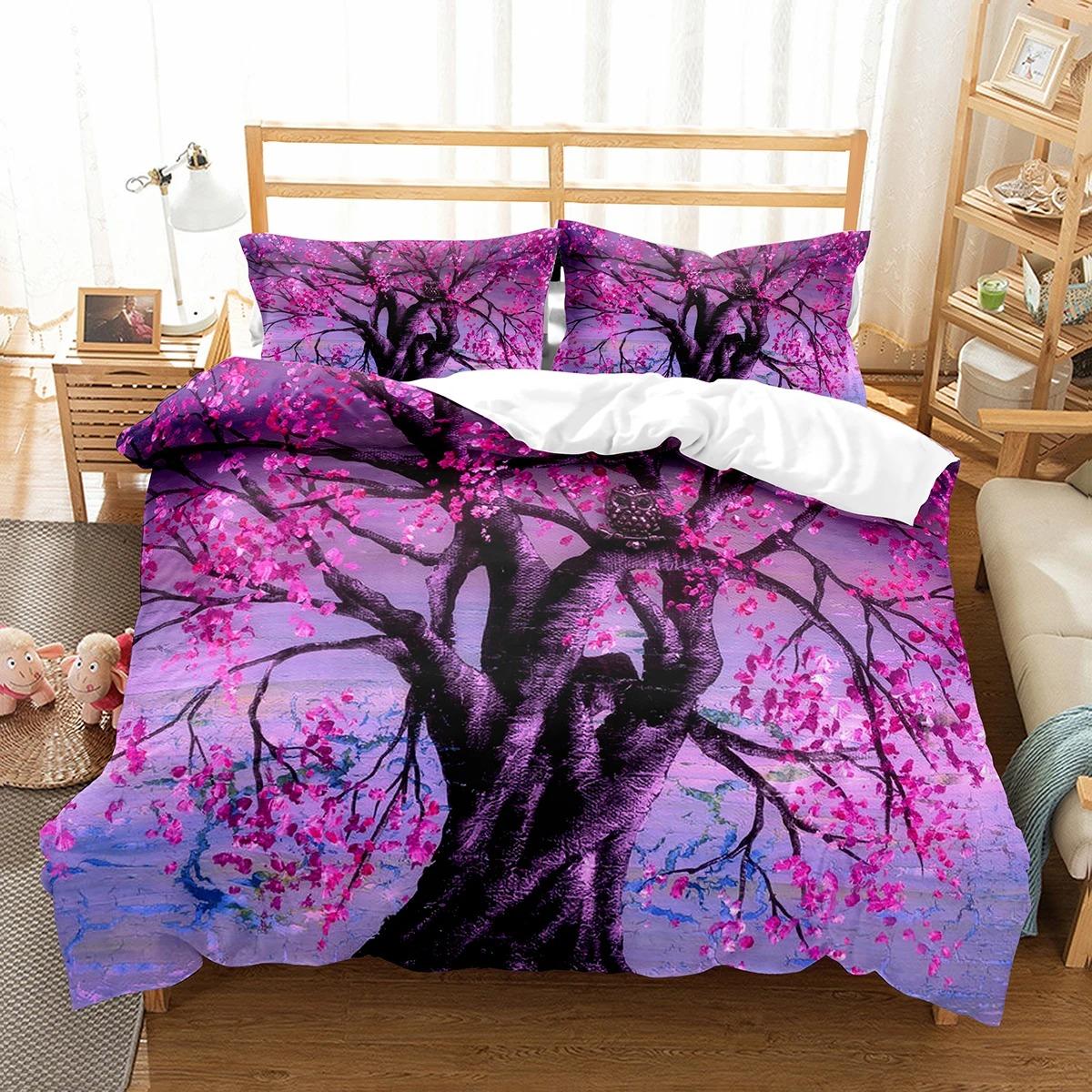 

Plum Flower Duvet Cover Set Red Flower Pattern Bedding Set For Girls Women Polyester Comforter Cover Quilt Cover King Full Size EU Single 135x200cm