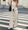 2025 European & American Women's Slimming Two-Piece Set: Sleeveless Top & Drawstring Wide-Leg Pants