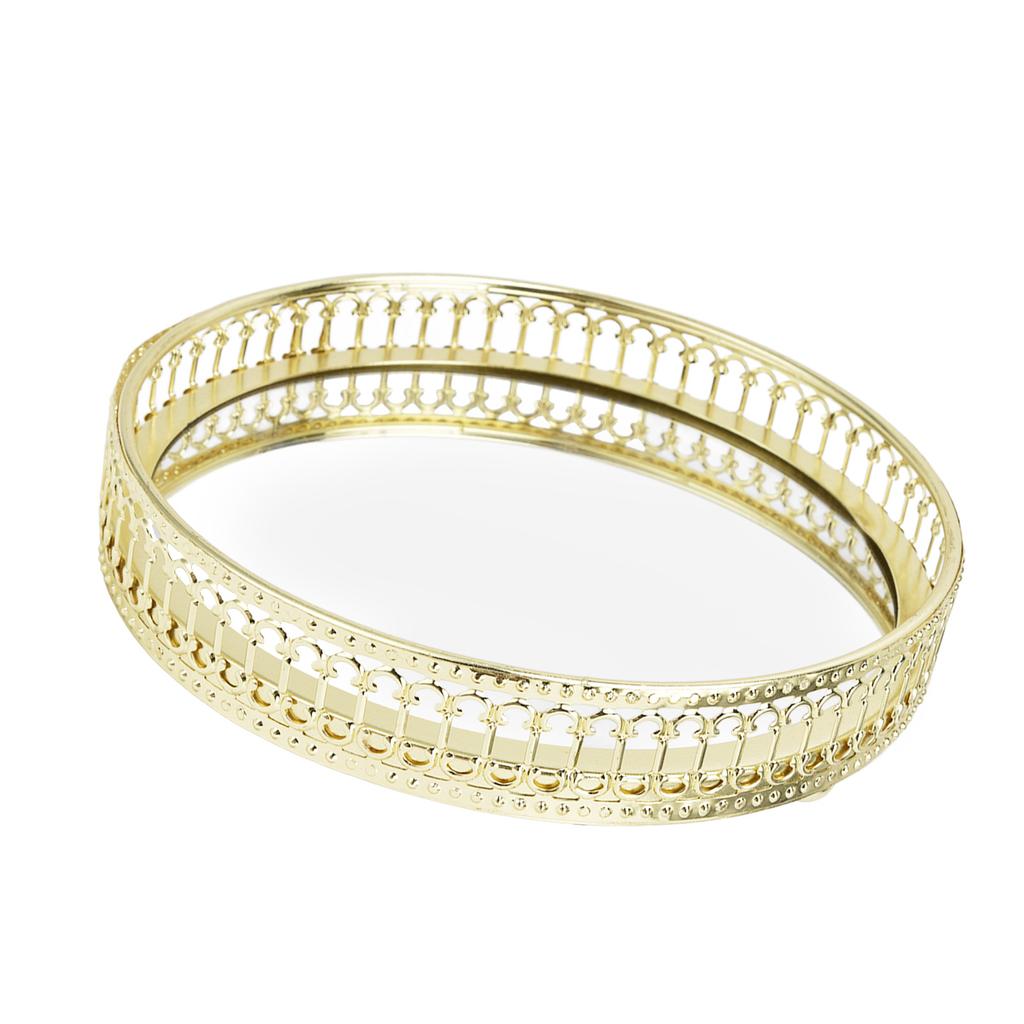 Spiegelablage Dekorativ Nordische Eisenkunst Gold Rund Leichter Luxus Schminktisch Organizer Klein Vertikaler Maserungstyp