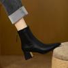 2025 Autumn/Winter French Retro Pointed Chunky Heel Chelsea Ankle Boots