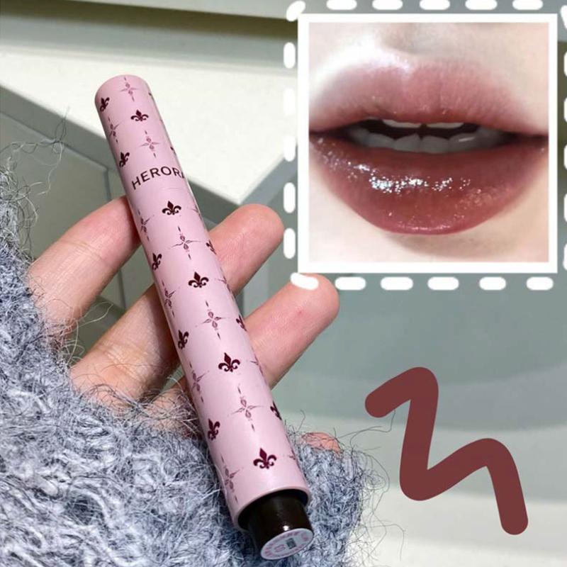 Herorange Shimmer Lip Jelly Pen Moisturizing Mirror Water Light Solid Lip Gloss Film-Forming Non-Fading Gloss Lipstick