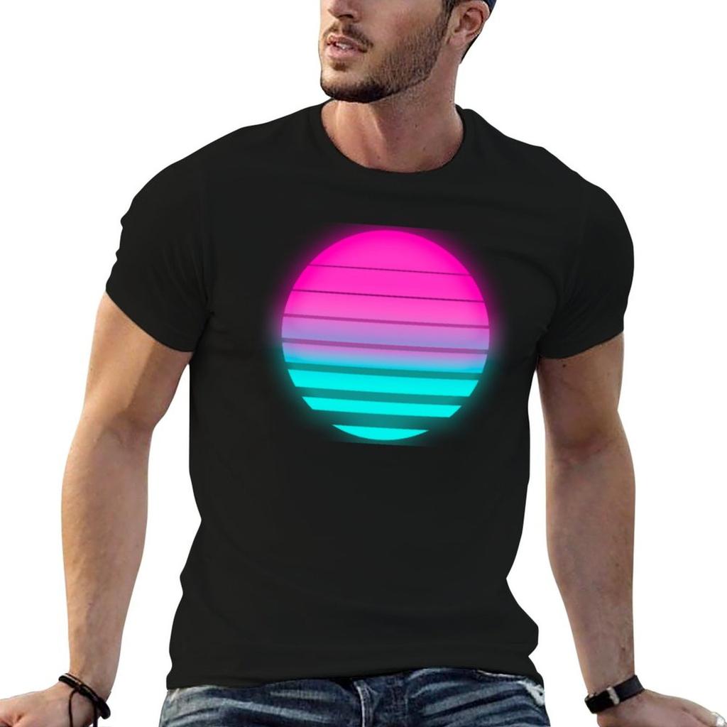 neon vaporwave sun T-Shirt t shirt man designer t shirt men 100% cotton luxury brand t shirts f